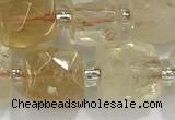 CCU755 15 inches 8*8mm faceted cube citrine beads