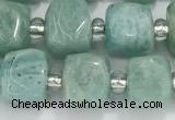 CCU762 15 inches 8*8mm faceted cube amazonite beads