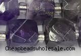 CCU783 15 inches 10*10mm faceted cube amethyst beads