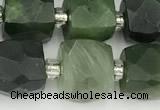 CCU785 15 inches 10*10mm faceted cube Canadian jade beads