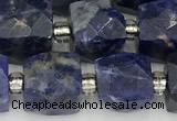 CCU788 15 inches 10*10mm faceted cube sodalite beads