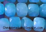 CCU811 15 inches 4mm faceted cube amazonite beads