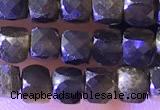 CCU814 15 inches 4mm faceted cube obsidian beads