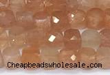 CCU849 15 inches 4mm faceted cube golden sunstone beads