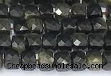 CCU852 15 inches 4mm faceted cube obsidian beads