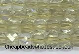 CCU861 15 inches 6mm faceted cube lemon quartz beads