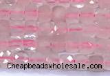 CCU887 15 inches 4mm faceted cube rose quartz beads