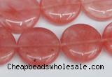 CCY153 15.5 inches 20mm flat round cherry quartz beads wholesale