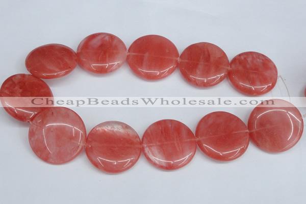 CCY156 15.5 inches 35mm flat round cherry quartz beads wholesale