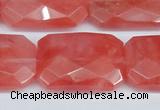 CCY166 15.5 inches 20*30mm faceted rectangle cherry quartz beads