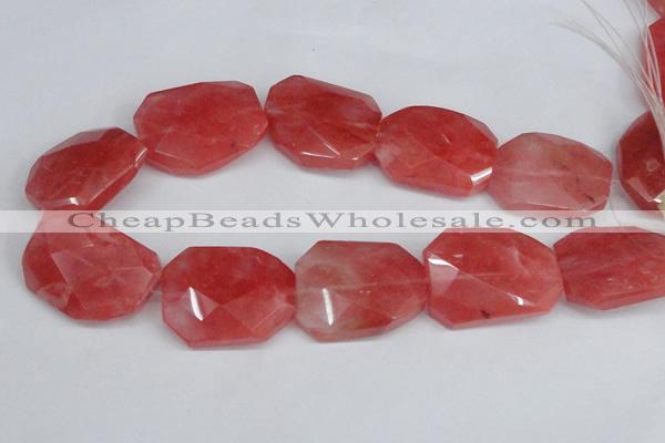 CCY169 15.5 inches 30*40mm twisted & faceted rectangle cherry quartz beads