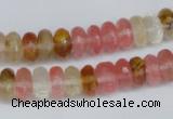 CCY205 15.5 inches 6*10mm faceted rondelle volcano cherry quartz beads