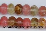 CCY207 15.5 inches 10*14mm faceted rondelle volcano cherry quartz beads