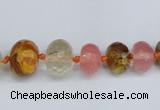 CCY209 4*8mm - 13*18mm faceted rondelle volcano cherry quartz beads