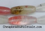 CCY212 15.5 inches 10*30mm rice volcano cherry quartz beads