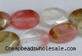 CCY230 15.5 inches 13*18mm faceted oval volcano cherry quartz beads