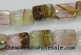 CCY430 15.5 inches 10*14mm faceted rectangle volcano cherry quartz beads