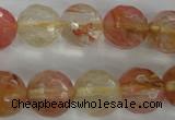 CCY505 15.5 inches 14mm faceted round volcano cherry quartz beads