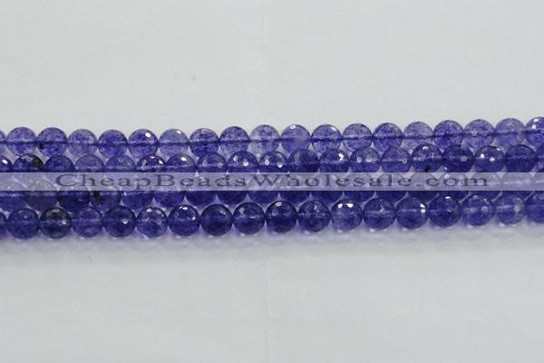 CCY603 15.5 inches 10mm faceted round blue cherry quartz beads