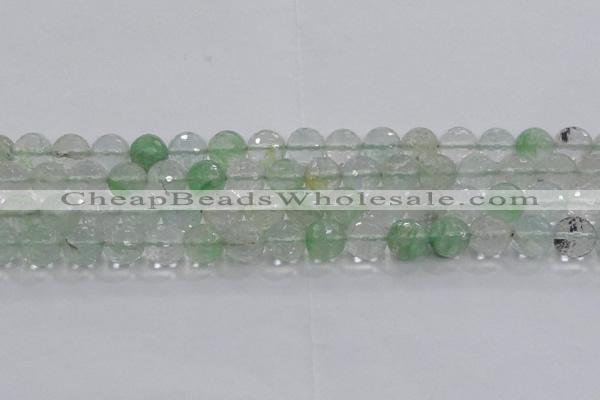 CCY615 15.5 inches 14mm faceted round green cherry quartz beads