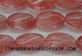 CCY70 15.5 inches 12*20mm twisted oval cherry quartz beads wholesale