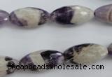 CDA28 15.5 inches 10*20mm faceted rice dogtooth amethyst beads