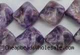 CDA320 15.5 inches 15*15mm twisted diamond dyed dogtooth amethyst beads