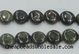 CDB205 15.5 inches 10mm flat round natural dragon blood jasper beads