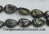 CDB215 15.5 inches 10*14mm flat teardrop natural dragon blood jasper beads