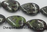 CDB218 15.5 inches 18*25mm flat teardrop natural dragon blood jasper beads