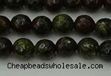 CDB310 15.5 inches 4mm faceted round dragon blood jasper beads