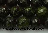 CDB314 15.5 inches 12mm faceted round dragon blood jasper beads