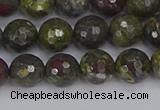 CDB322 15.5 inches 8mm faceted round dragon blood jasper beads