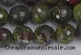 CDB324 15.5 inches 12mm faceted round dragon blood jasper beads