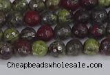 CDB328 15.5 inches 4mm faceted round A grade dragon blood jasper beads