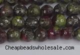 CDB329 15.5 inches 6mm faceted round A grade dragon blood jasper beads