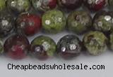 CDB331 15.5 inches 10mm faceted round A grade dragon blood jasper beads