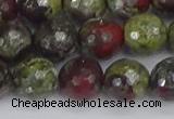 CDB332 15.5 inches 12mm faceted round A grade dragon blood jasper beads