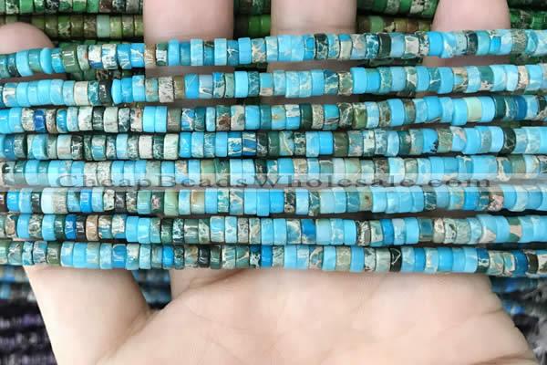 CDE1224 15.5 inches 2.5*4mm heishi sea sediment jasper beads