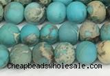 CDE1376 15.5 inches 4mm round matte sea sediment jasper beads