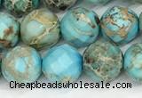 CDE1386 15.5 inches 8mm faceted round sea sediment jasper beads