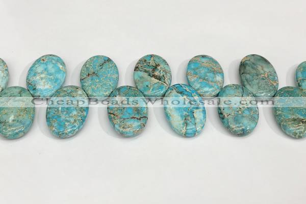 CDE1410 Top drilled 20*30mm oval sea sediment jasper beads