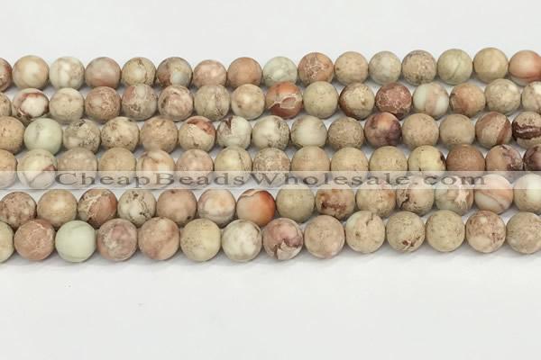 CDE1415 15.5 inches 8mm round matte natural sea sediment jasper beads