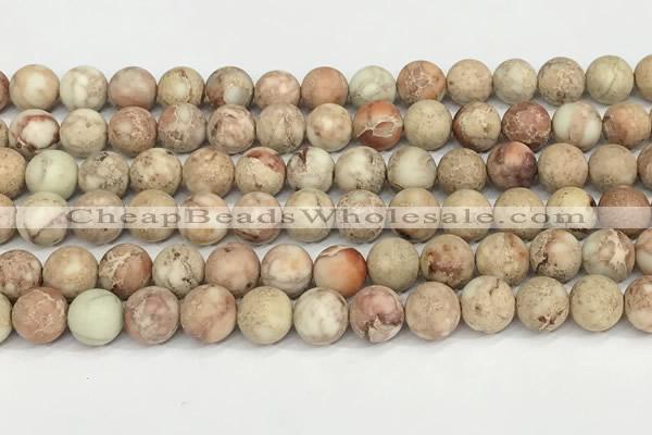 CDE1416 15.5 inches 10mm round matte natural sea sediment jasper beads