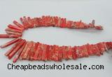 CDE1509 Top drilled 5*15mm - 6*55mm sticks sea sediment jasper beads