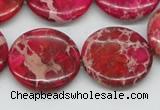 CDE18 15.5 inches 25mm flat round dyed sea sediment jasper beads