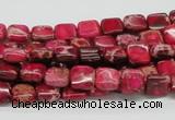 CDE19 15.5 inches 8*8mm square dyed sea sediment jasper beads