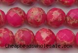 CDE2113 15.5 inches 12mm faceted round dyed sea sediment jasper beads