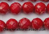 CDE2124 15.5 inches 14mm faceted round dyed sea sediment jasper beads