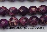 CDE2143 15.5 inches 12mm faceted round dyed sea sediment jasper beads